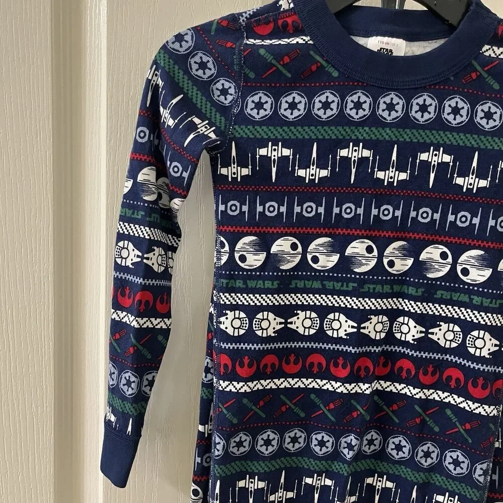 Hanna Andersson Star Wars Holiday Fair Isle 2-Pc Long John Pajamas Size 110 US 5